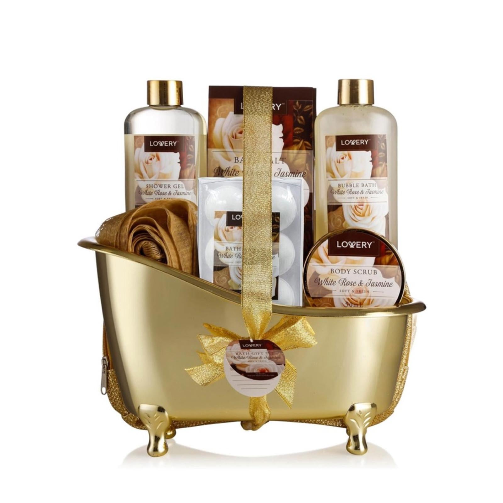 Lovery Bath Gift Basket 13-Piece Bath & Body Set, White Rose & Jasmine Scent NWT