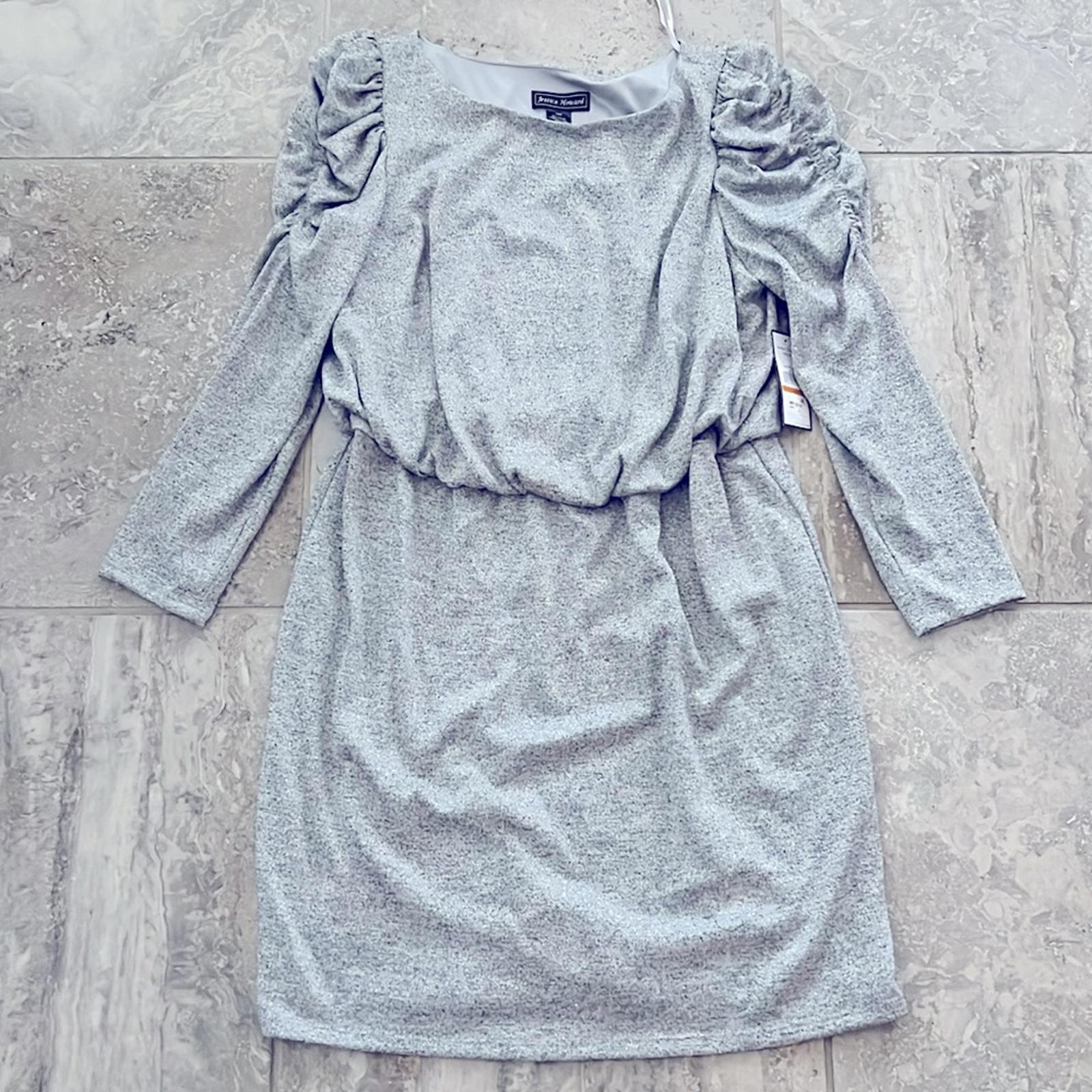 Jessica Howard Metallic Gathered Pouf Sleeve Blouson Dress, Size 16W, New w/Tag