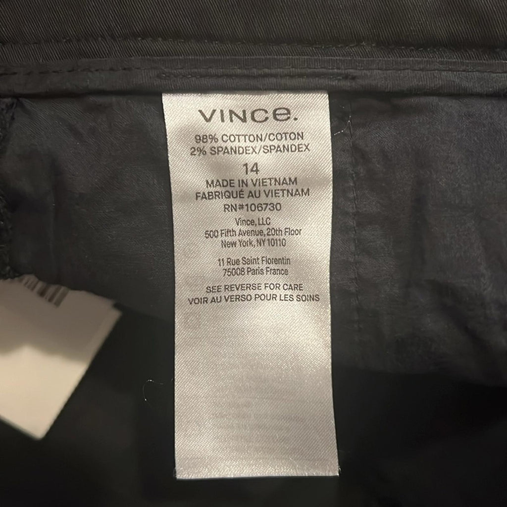 NWT Vince Coin-Pocket Straight-Leg Cropped Chino Pants Black Size 14 Retail $225