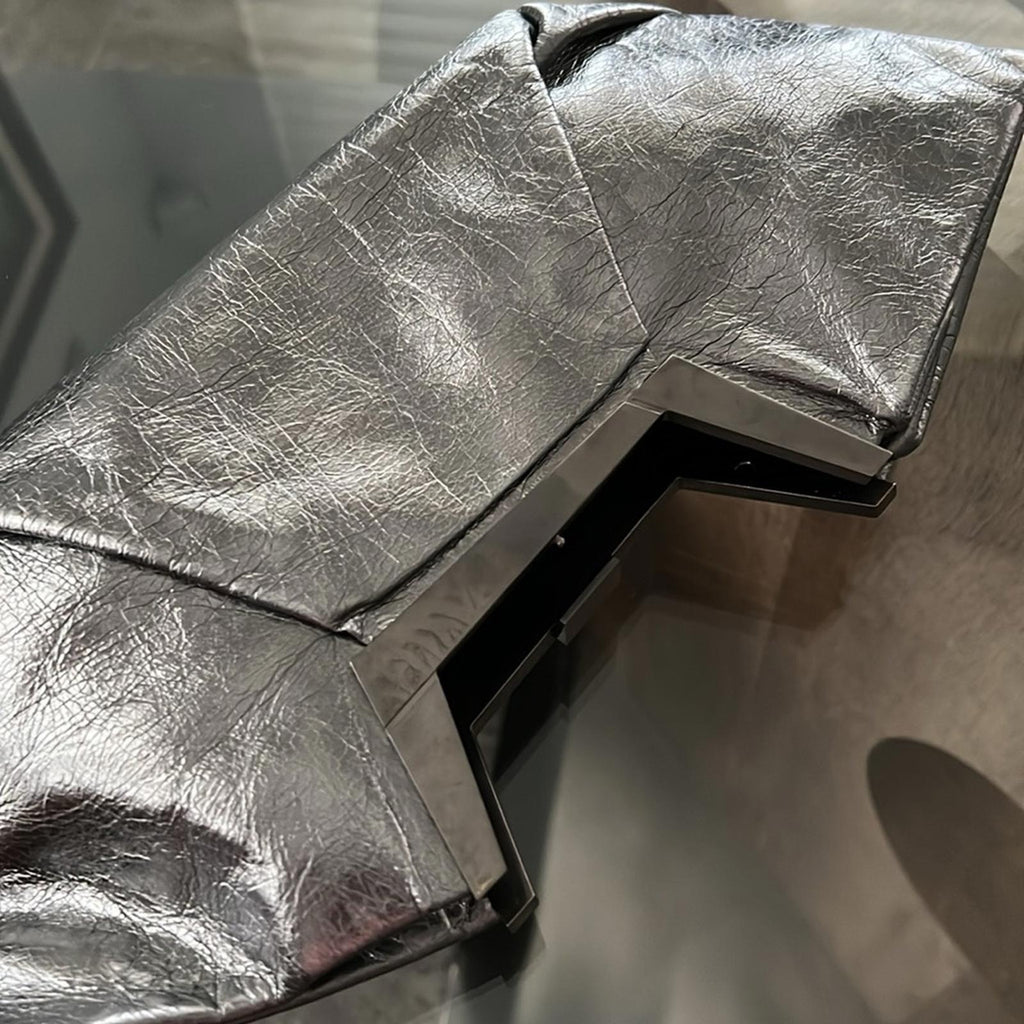MAISON ETNAD Norah Metallic Frame Clutch, Silver, Retail $680