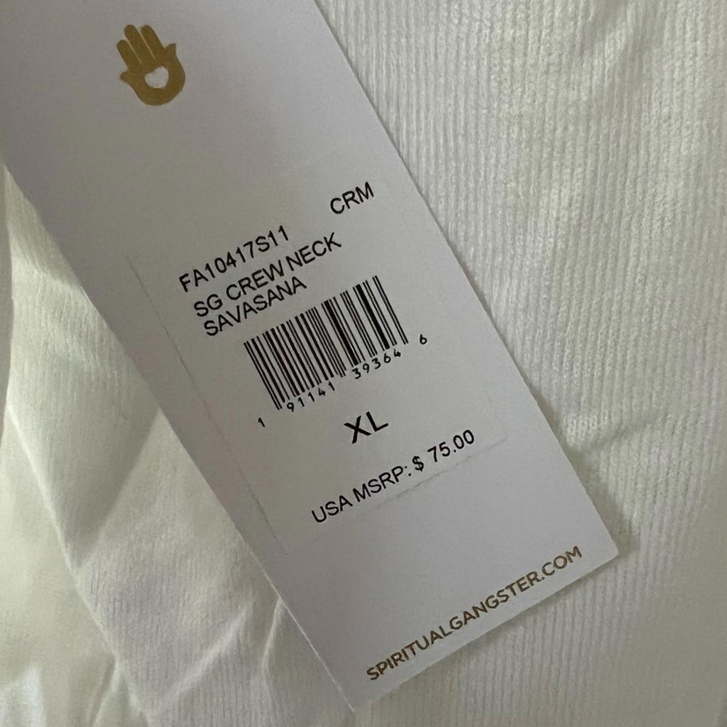 Spiritual Gangster Sweatshirt Knit Loungewear in White, Size XL NEW w/Tag
