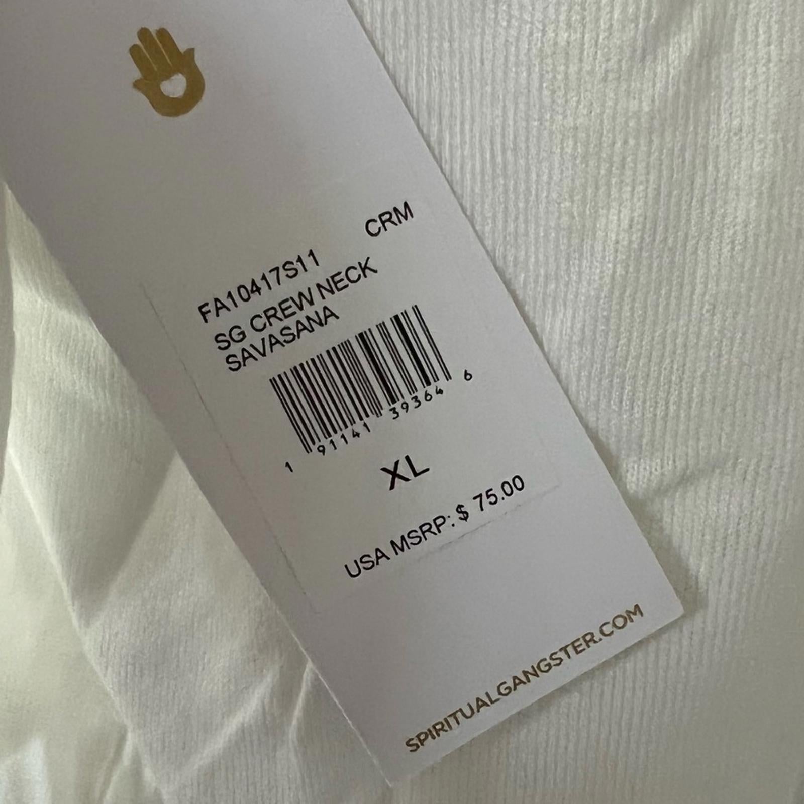 Spiritual Gangster Sweatshirt Knit Loungewear in White, Size XL NEW w/Tag