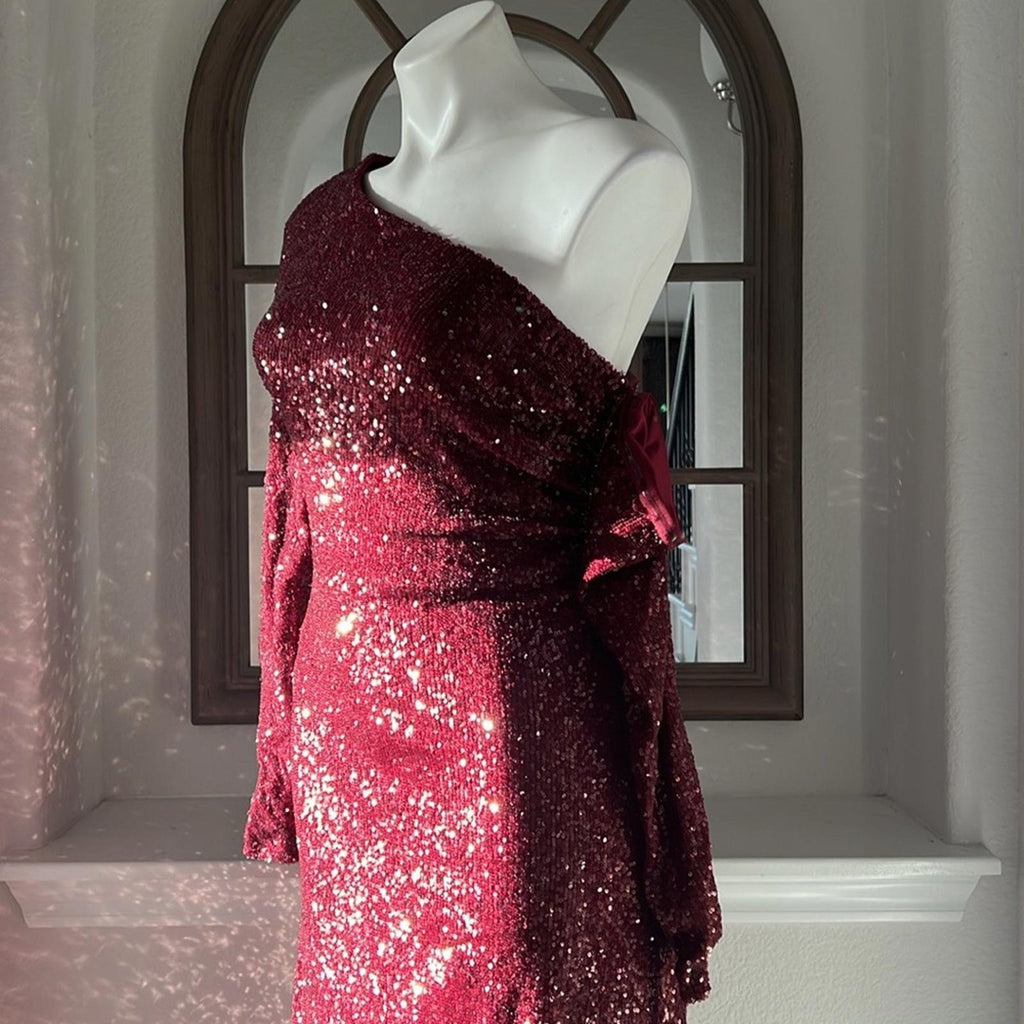 Donna Karan New York Social Occasion Asymmetric Sequined Gown, Size 16 NEW $595