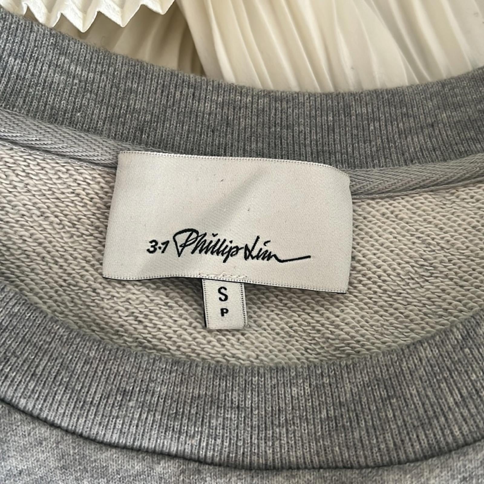 3.1 Phillip Lim Twist Detail Pleated Peplum Long-Sleeve Top, Size S Retail $375