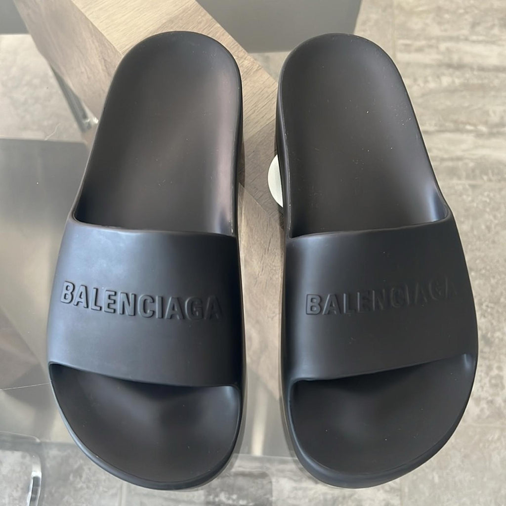 Balenciaga Chunky Slide Sandals in Black Rubber, Size 41 +2 Dust Bags EXCELLENT!