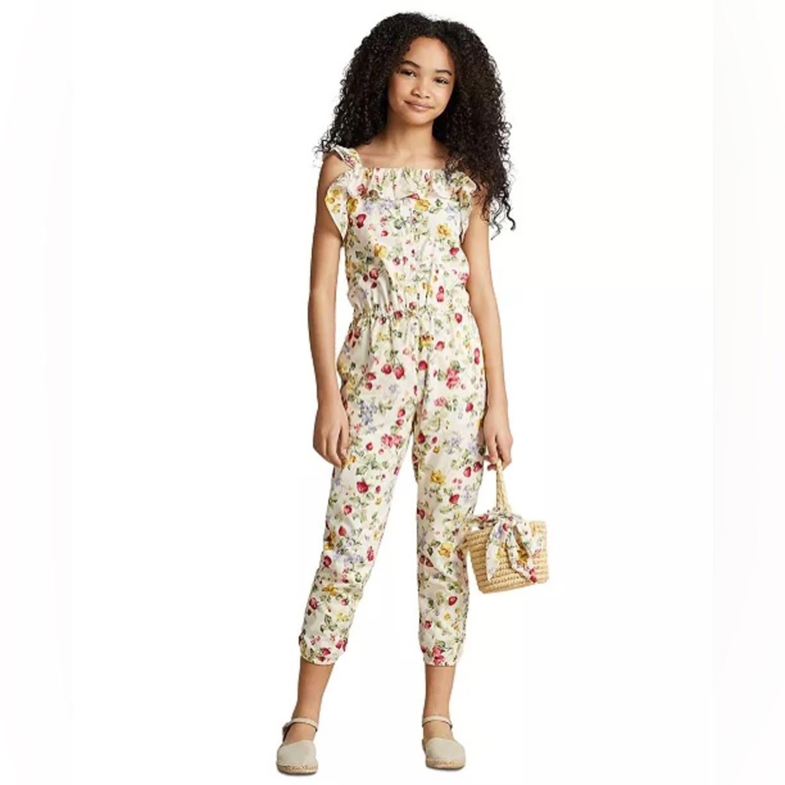 Ralph Lauren Floral & Fruit-Print Cotton Batiste Jumpsuit, Cottage New w/Tag