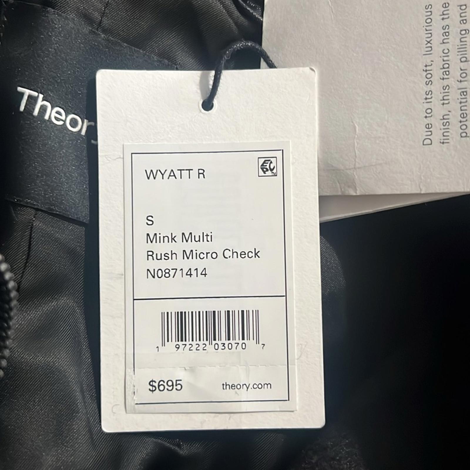Theory Wyatt Rush Micro Check Wool Jacket, Size S, NEW
