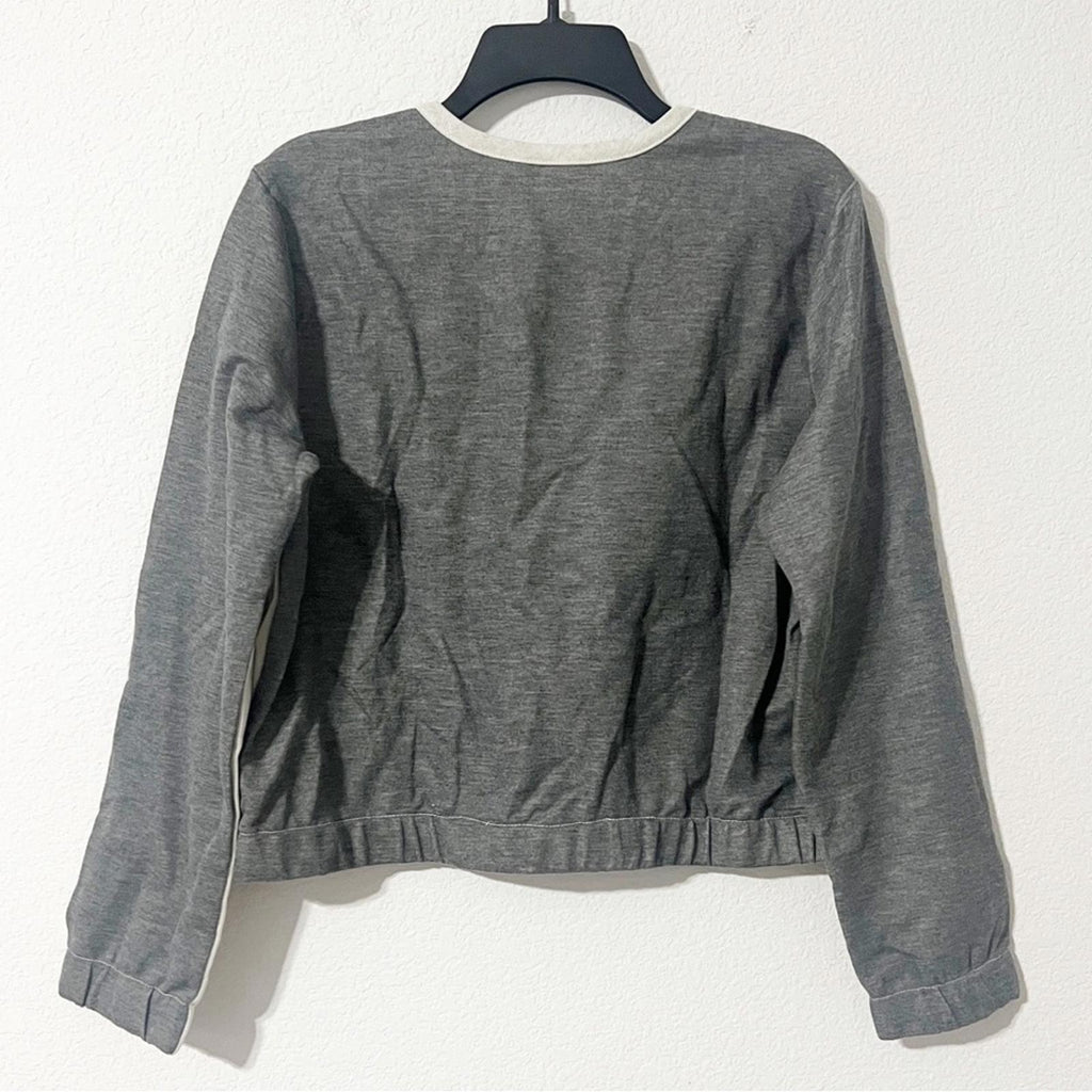 Dolan Left Coast Anthro Metallic Silver Shine Boxy Sweatshirt, Size L, NEW