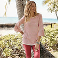 NEW J.Jill Linen Blend Sweater with Flounce Sleeves, Size L New w/Tag
