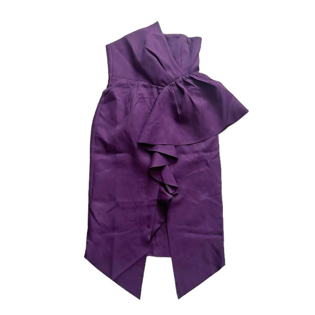 NEW Elliatt Reception Cascade Ruffle Strapless Dress in Purple, Size L $170
