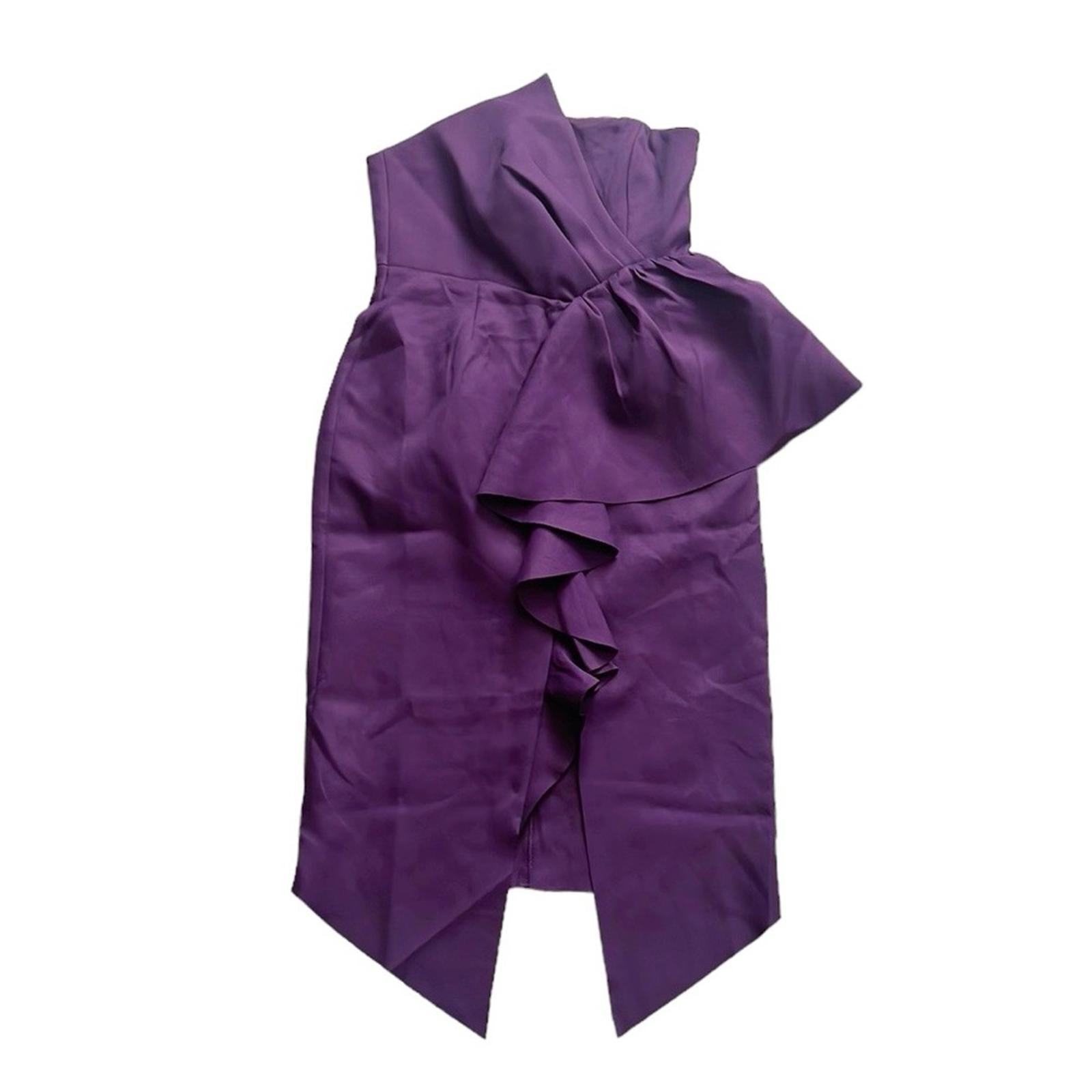 NEW Elliatt Reception Cascade Ruffle Strapless Dress in Purple, Size L $170