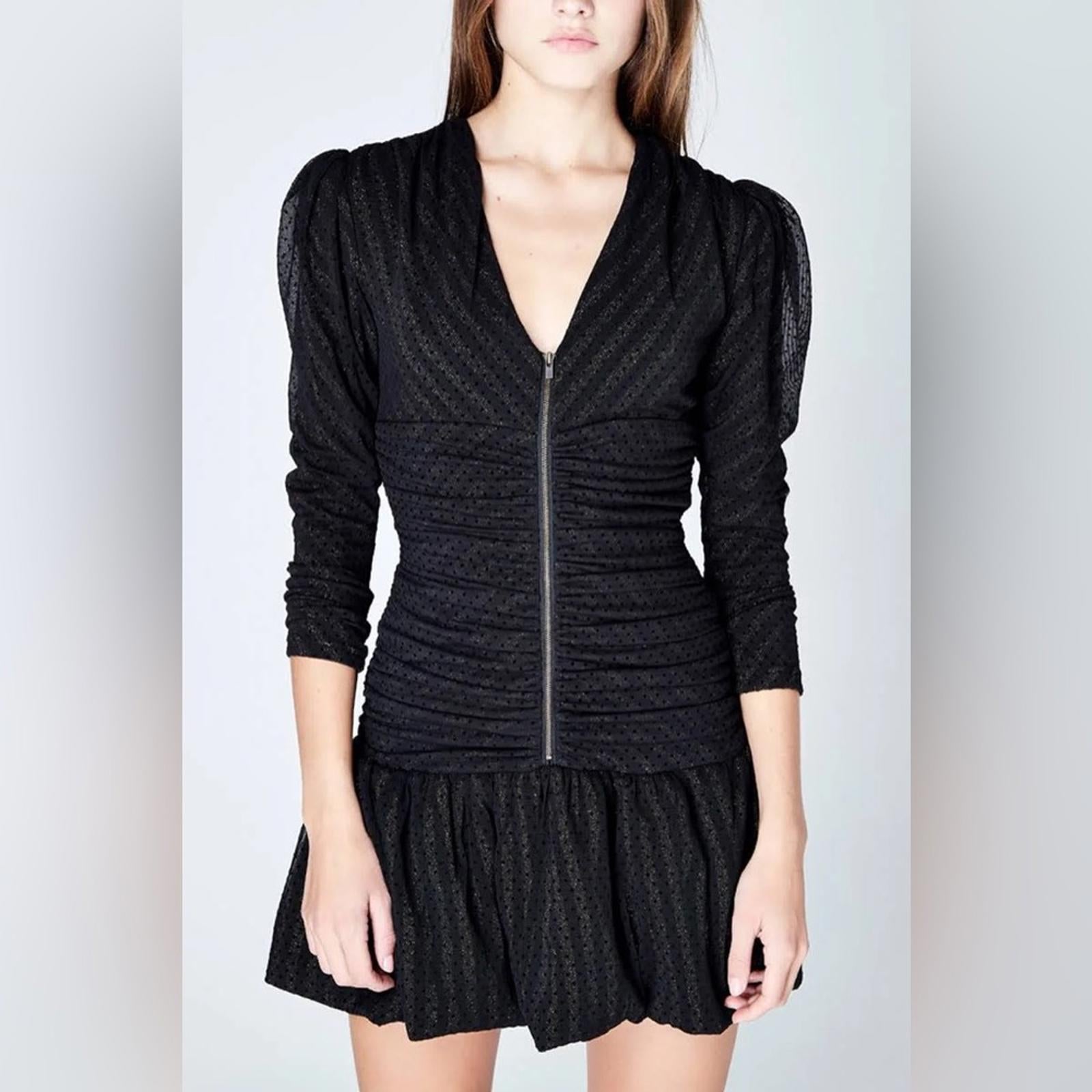 Maje Ralone Mesh Polka-Dot Metallic Flecked Striped Dress, Size 1 (S) NWT $570