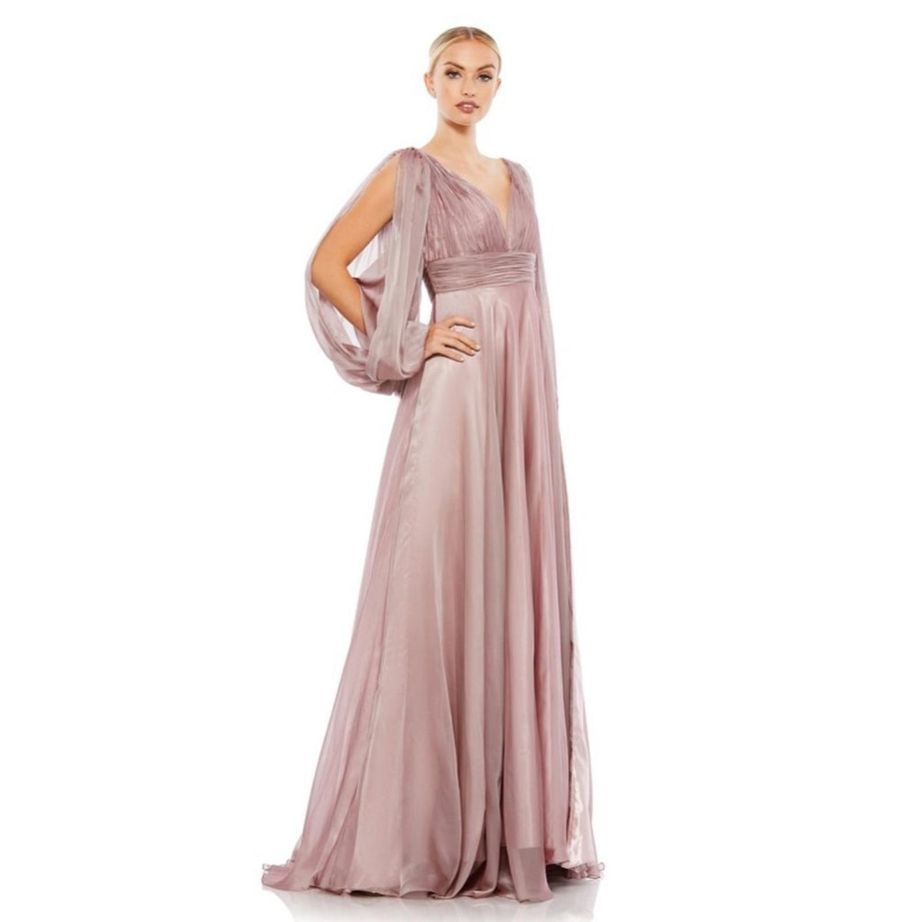Mac Duggal Split Sleeve Gown in Mocha (Style #67414),  Size 6 New w/Tag