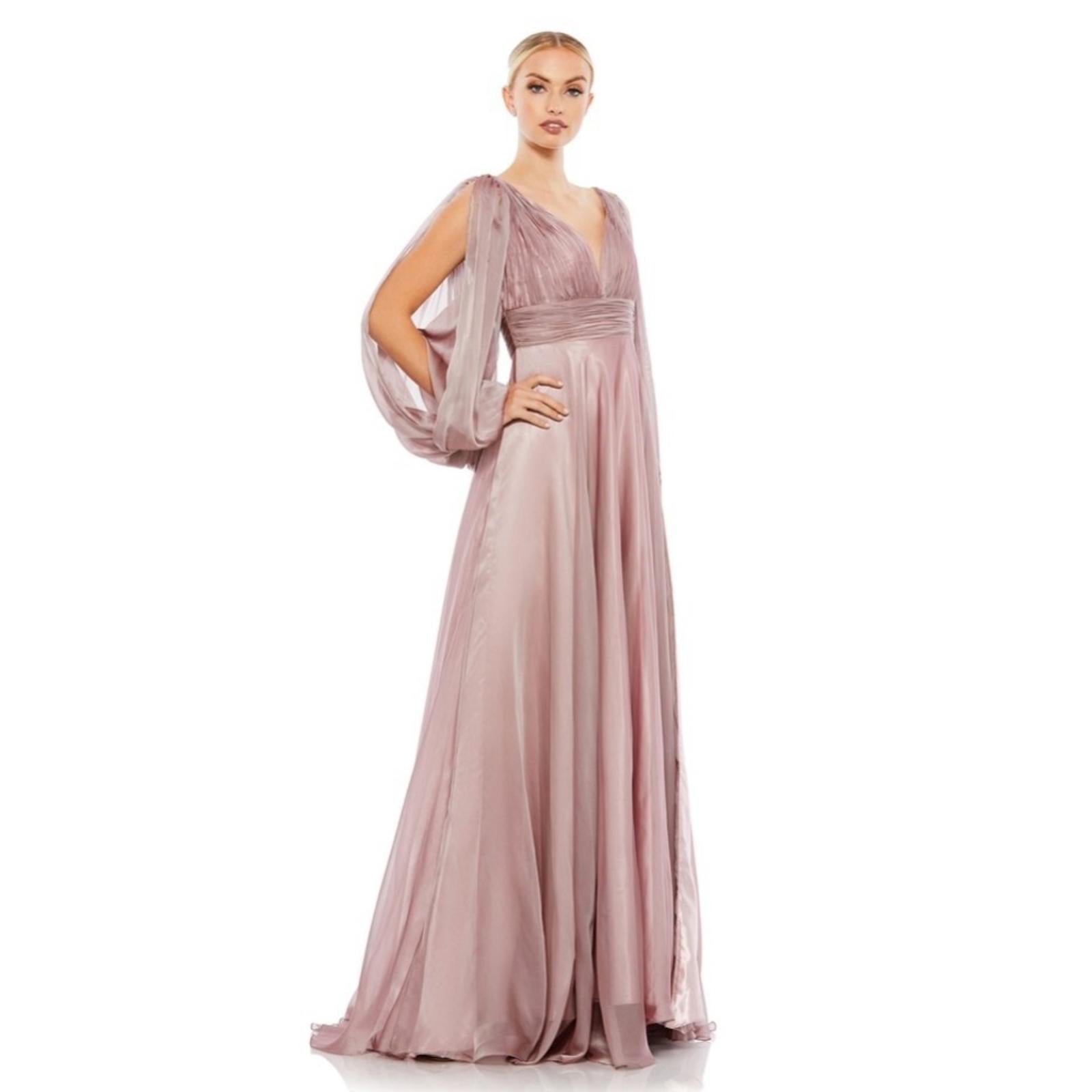 Mac Duggal Split Sleeve Gown in Mocha (Style #67414),  Size 6 New w/Tag