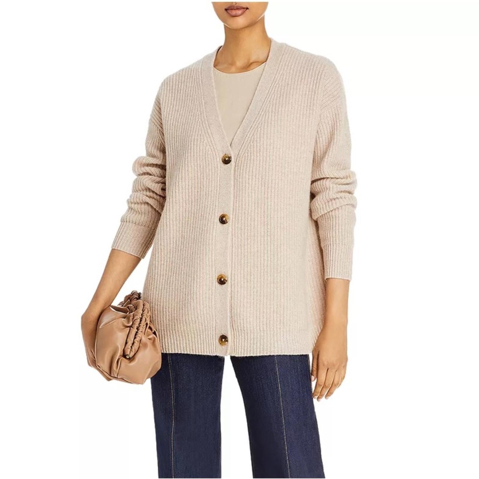 C by Bloomingdale's Cashmere Ribbed Oversized Cashmere Cardigan Size L NEW