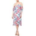Sam Edelman Lace Three-Tone Off-the-Shoulder Dress,  Blue/Pink Size 8 New w/Tag