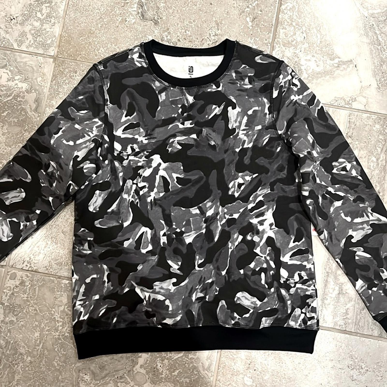 ID Ideology Big Boys Black & White Waves Long Sleeve Crewneck Pullover Size XL