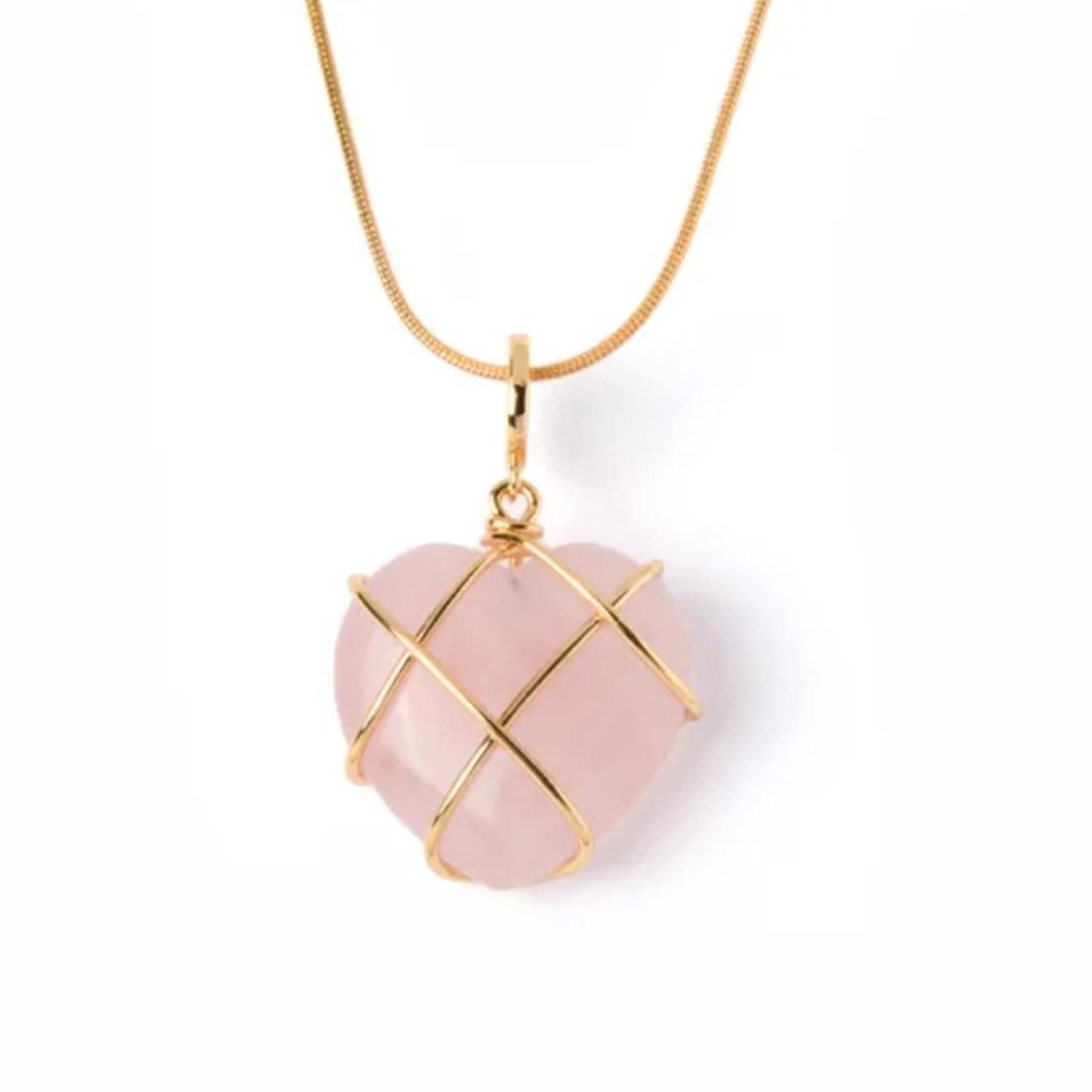 Moonstone Necklace Rose Quartz Heart Necklace, NEW