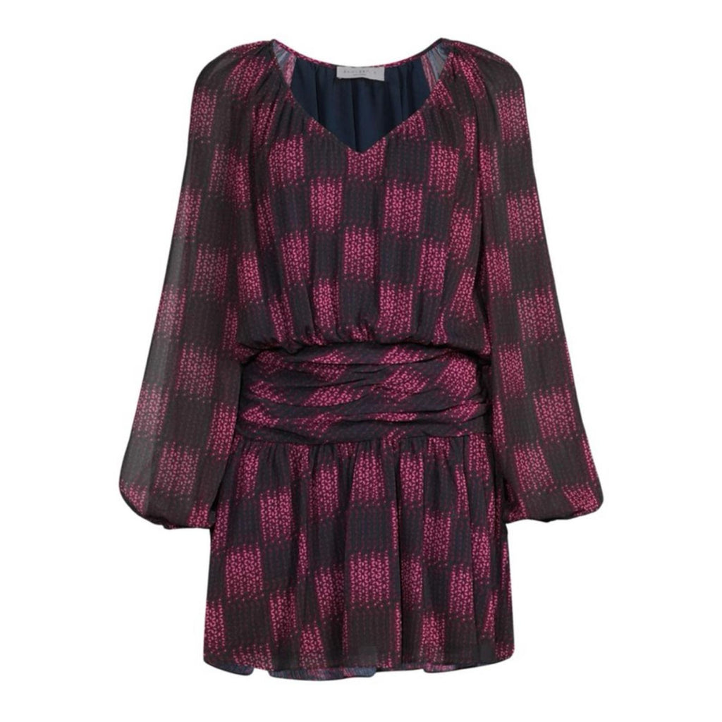 NEW Ramy Brook Jaylah Abstract Blouson Mini Dress in Boysenberry Size S $465