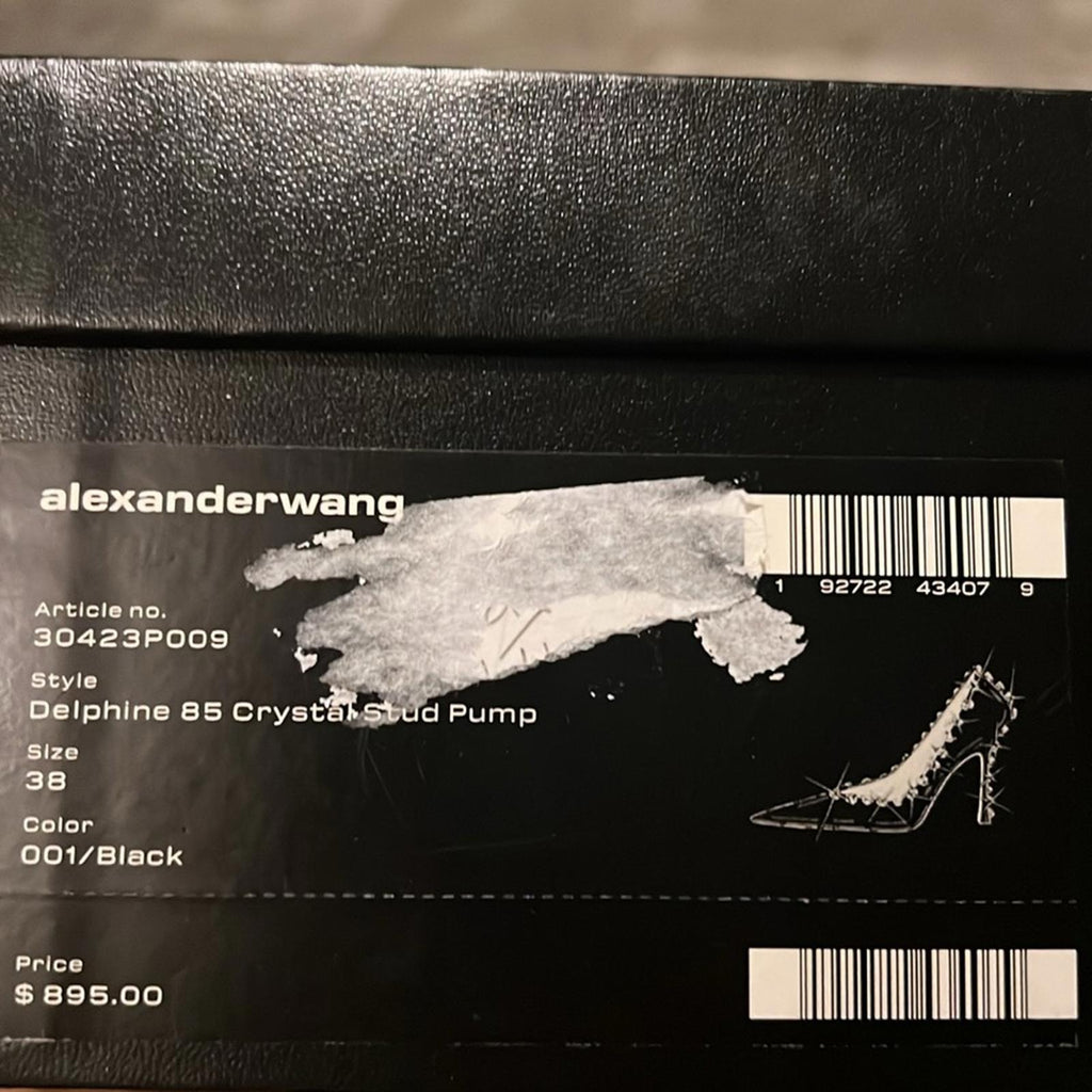 Alexander Wang Delphine 85 Crystal Stud Pump, Black Size 38 New in Box