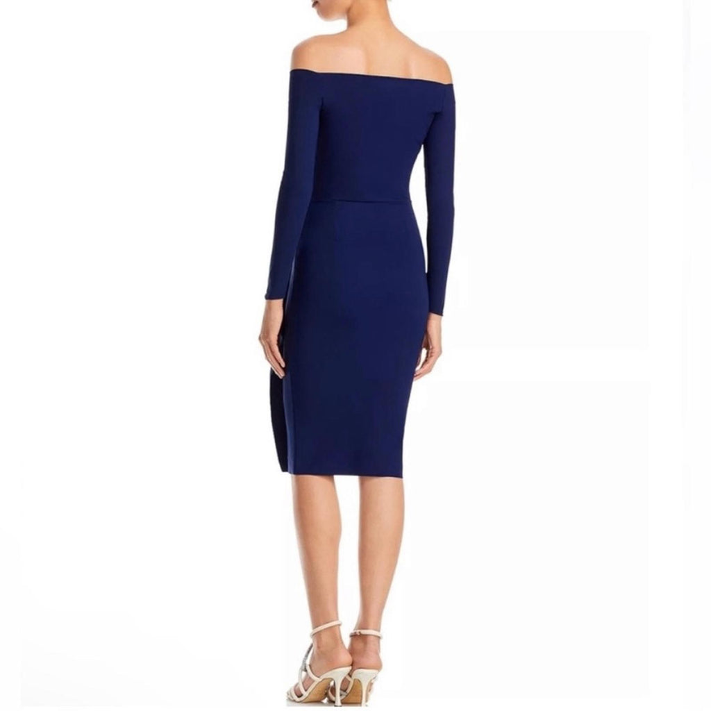 Chiara Boni La Petite Robe Silveria Off-the-Shoulder Dress in Navy, NWT, Size 6