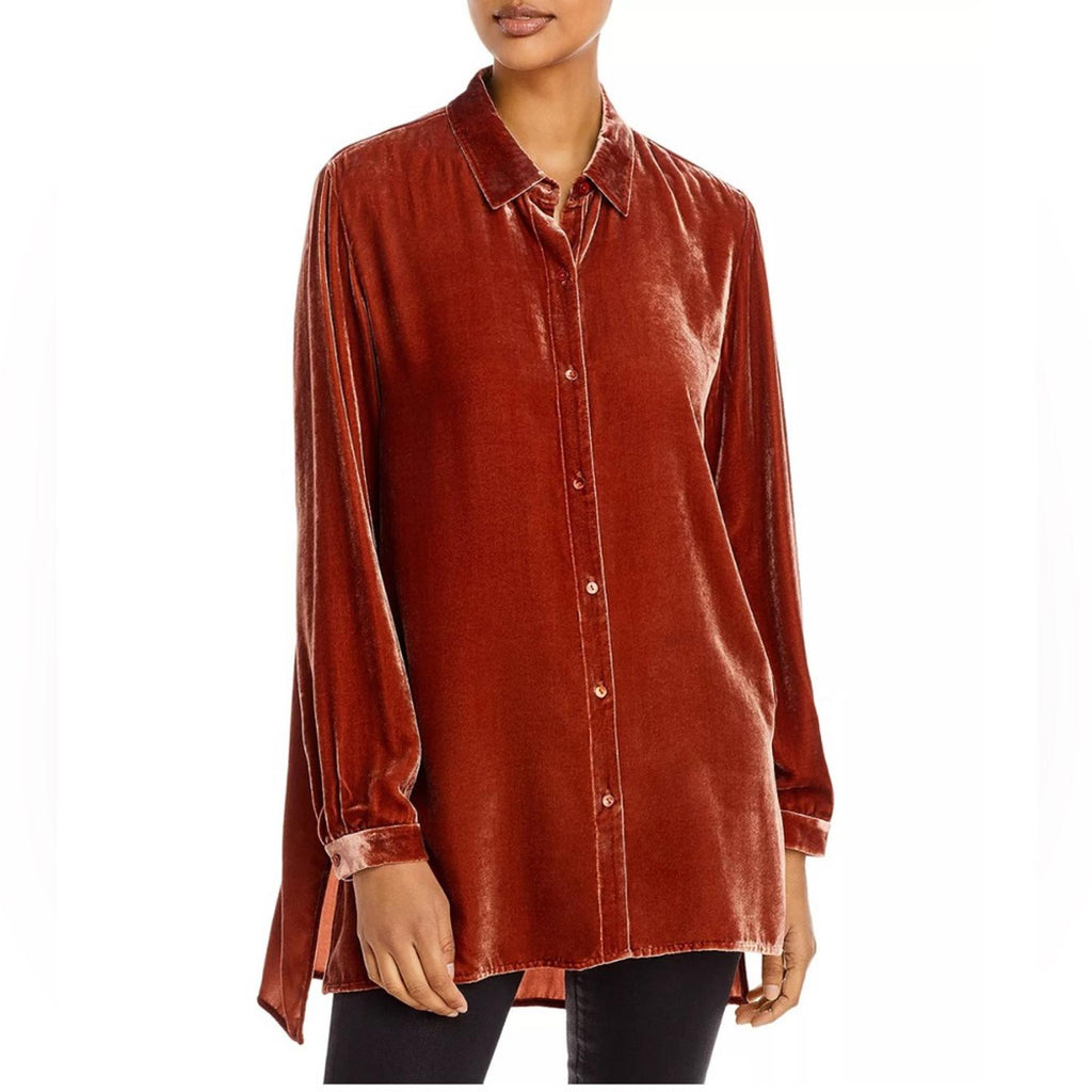 NWT Eileen Fisher Classic Collar Velvet Shirt, Size XL New w/Tag Retail $