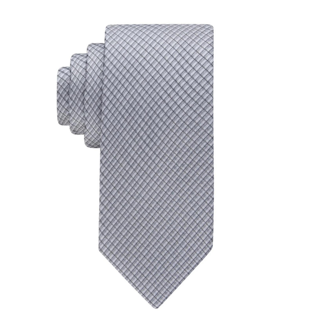 Calvin Klein Men's Sliver Grid Tie Grey Necktie, New w/Tag