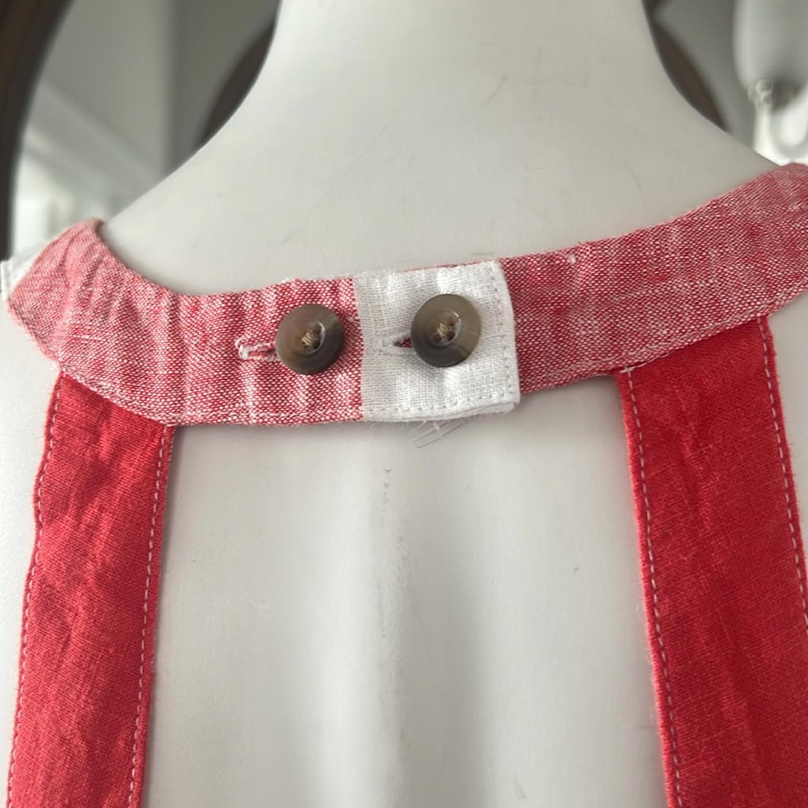 Crown & Ivy Linen Sleeveless Tie Waist Peplum Button Back Top Size 12 New w/Tag