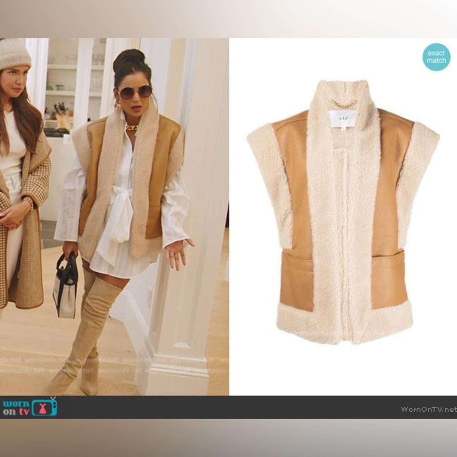 A.L.C. Sutton Faux Shearling Vest in Tan/Cream, Size XL NEW w/Tag