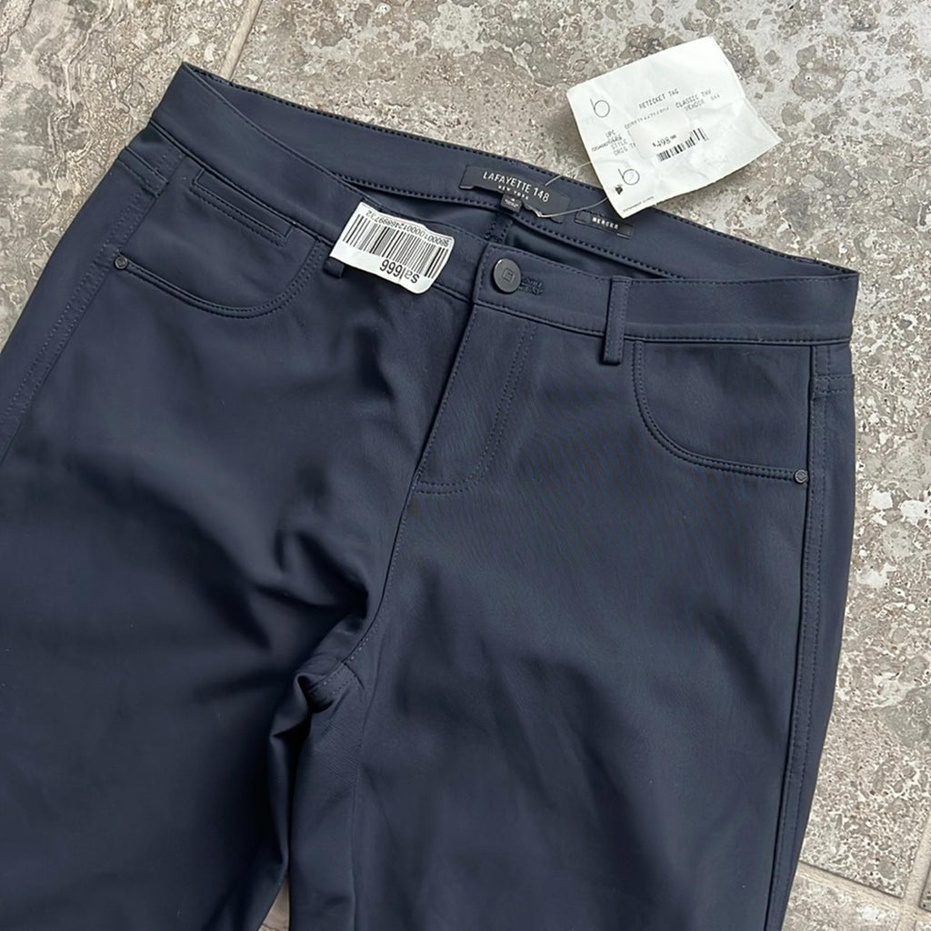 Lafayette 148 Acclaimed Stretch Mercer Pants, Navy/Black Size 4, New w/Tag