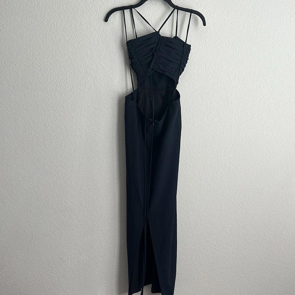 Cinq à Sept Judy Ruched Midi Dress in Navy, Size 0 NEW w/Tag $425