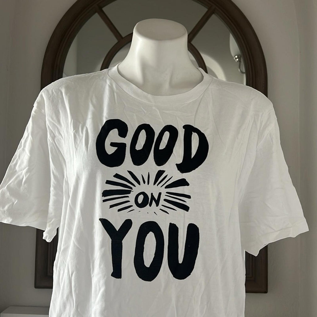 New DOLAN White “Good On You” Graphic T-Shirt, Unisex Size L New w/Tag