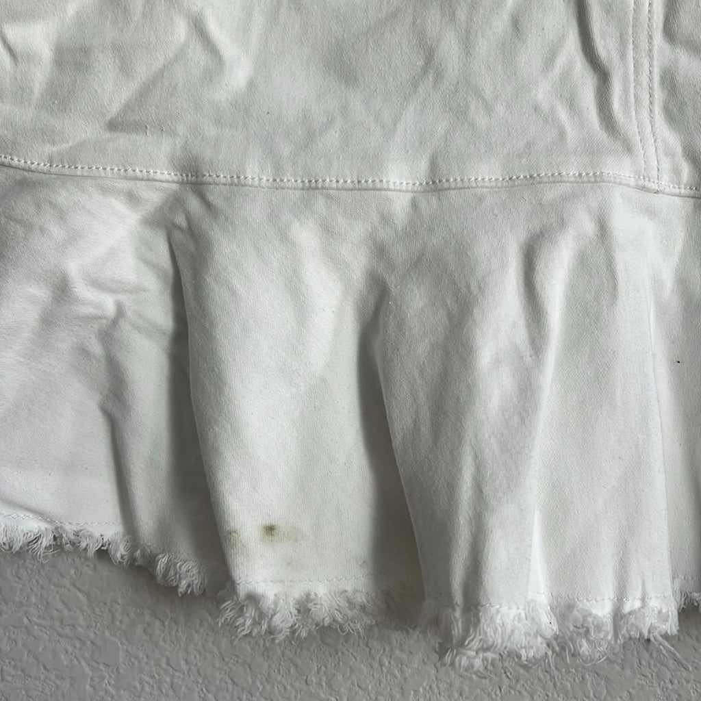 Michael Kors Flounce Denim Skirt in White, NWT, Size 14