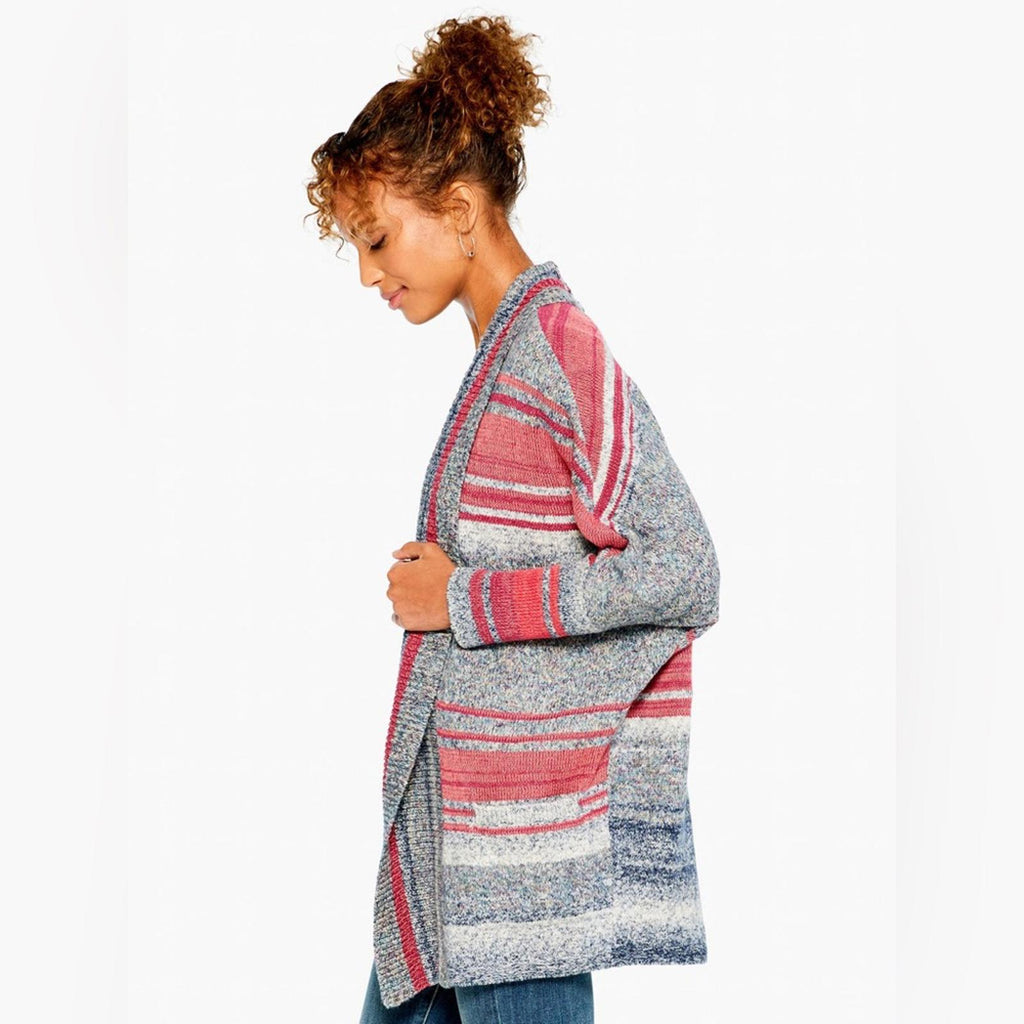 Nic+Zoe Santa Monica Open Front Cardigan w/Long Sleeves, Pink Multi Size XS NWT