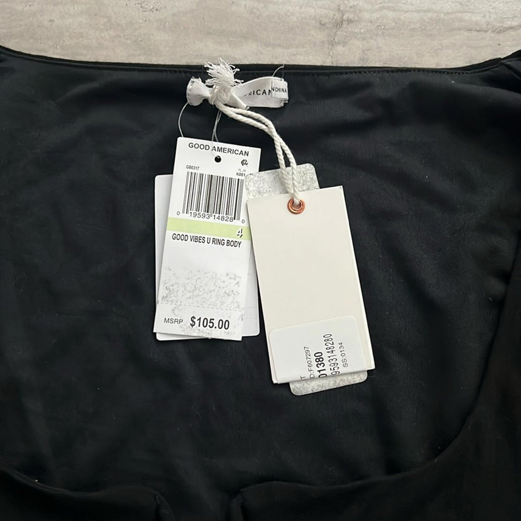 Good American U Ring Bodysuit in Black, Size 4 (X-Large) New with Tag