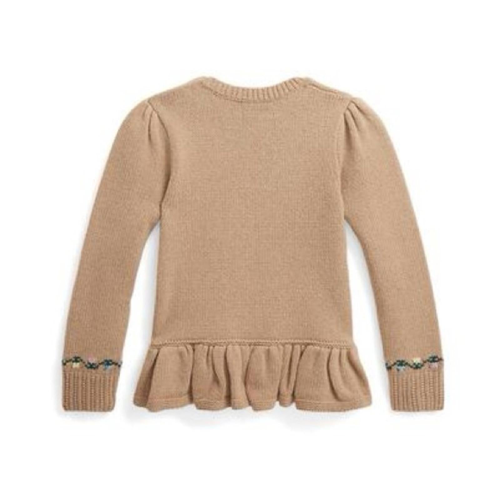 Polo Ralph Lauren Intarsia-Knit Wool-Blend Peplum Sweater, Size 6X, New w/Tag