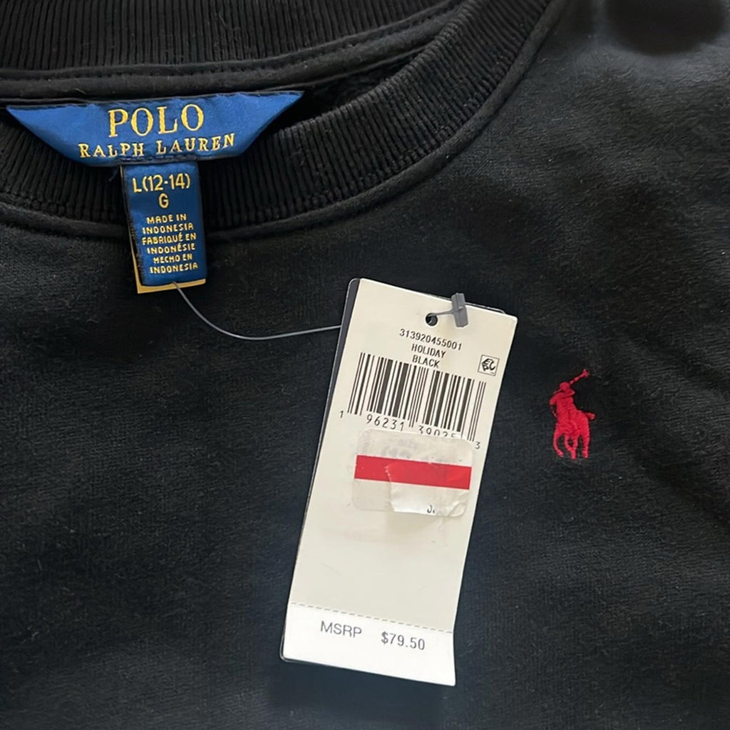 Polo by Ralph Lauren Plaid Fleece Black Sweatshirt Dress Size L(12-14) NEW w/Tag