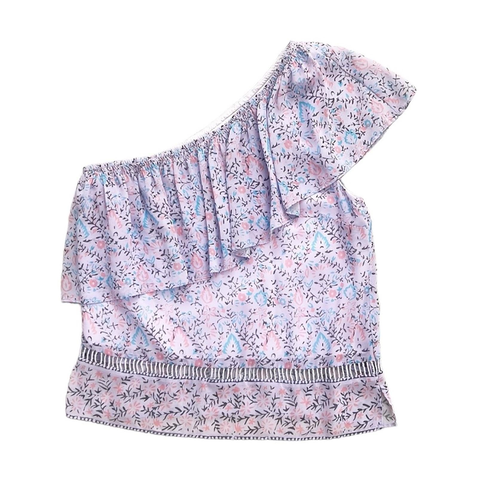 SAYLOR Janice One-Shoulder Ruffle Floral Top, Purple Size XS EXCELLENT! $219