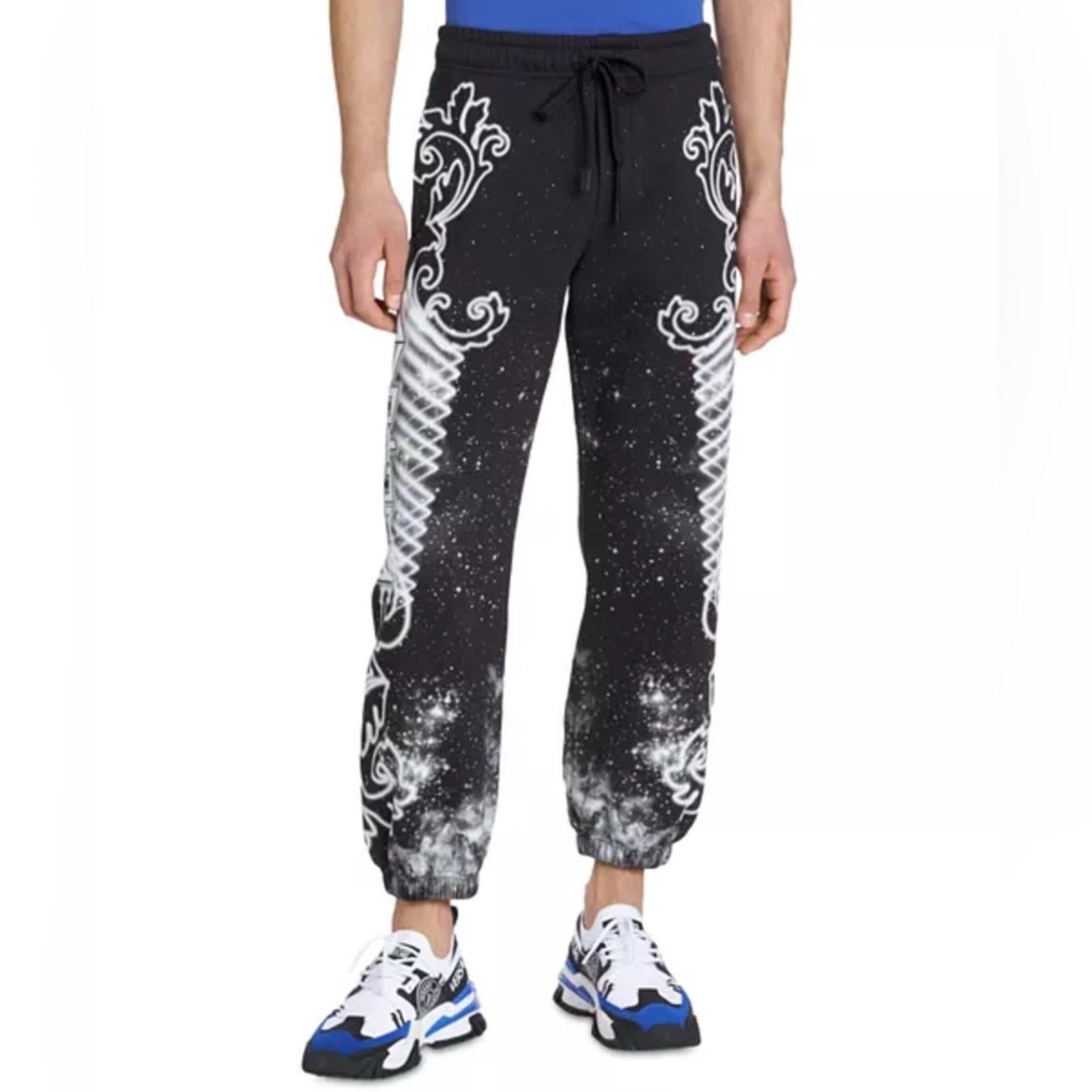 Versace Jeans Couture Felpa Panel Galaxy Sweatpants in Black/White, NWT, Size L