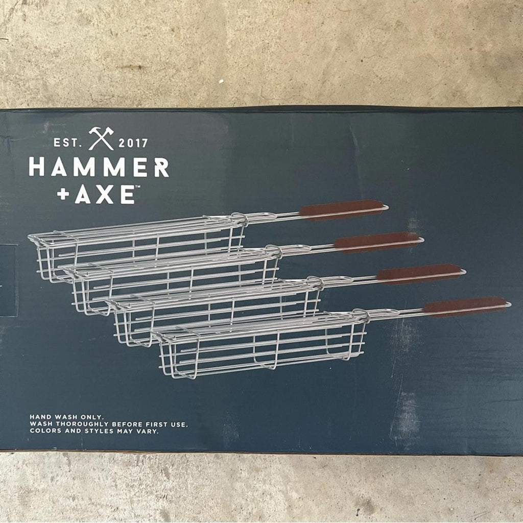 Hammer+Axe 4-Piece Kebab Basket, Non-Stick For Outdoor Grilling NWT