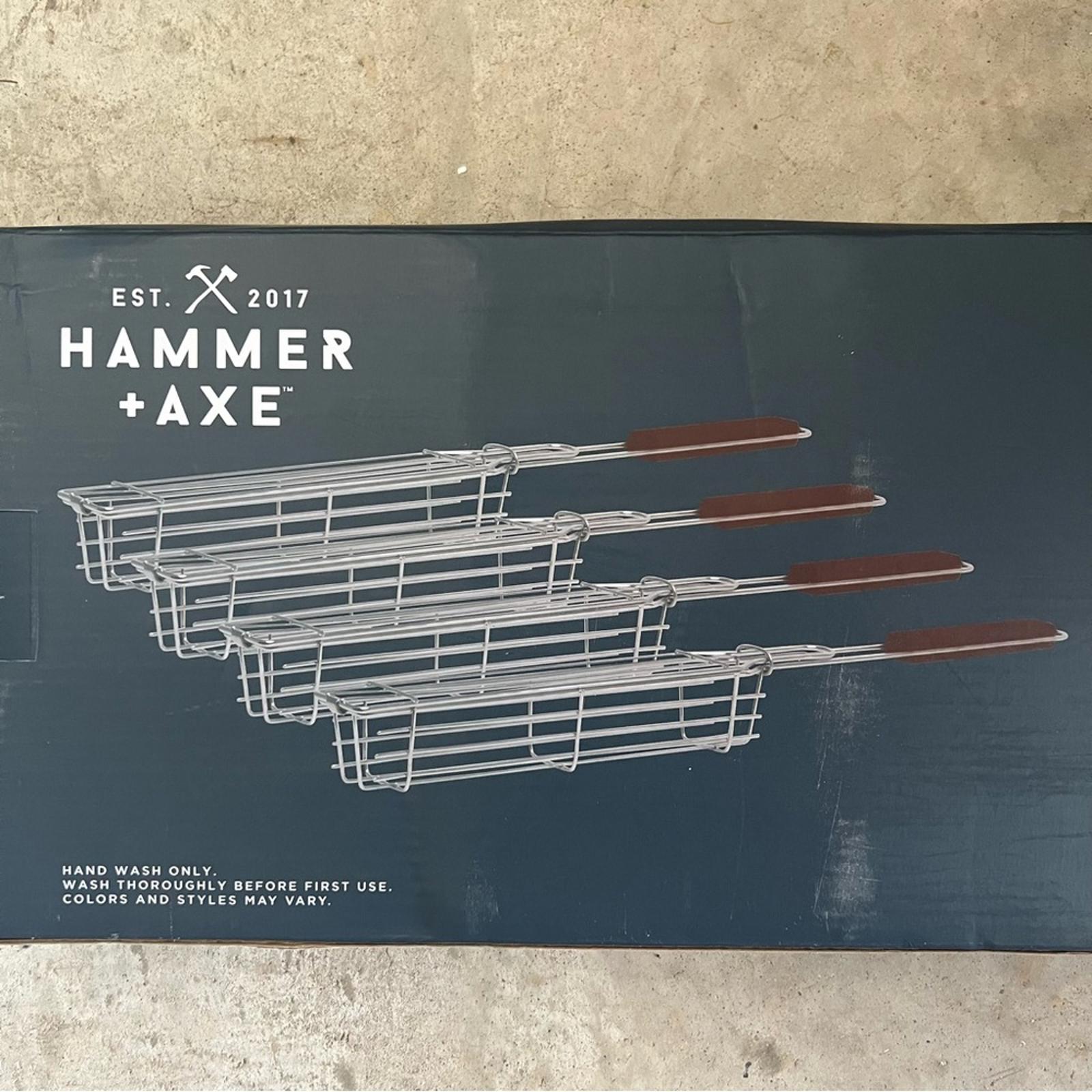Hammer+Axe 4-Piece Kebab Basket, Non-Stick For Outdoor Grilling NWT