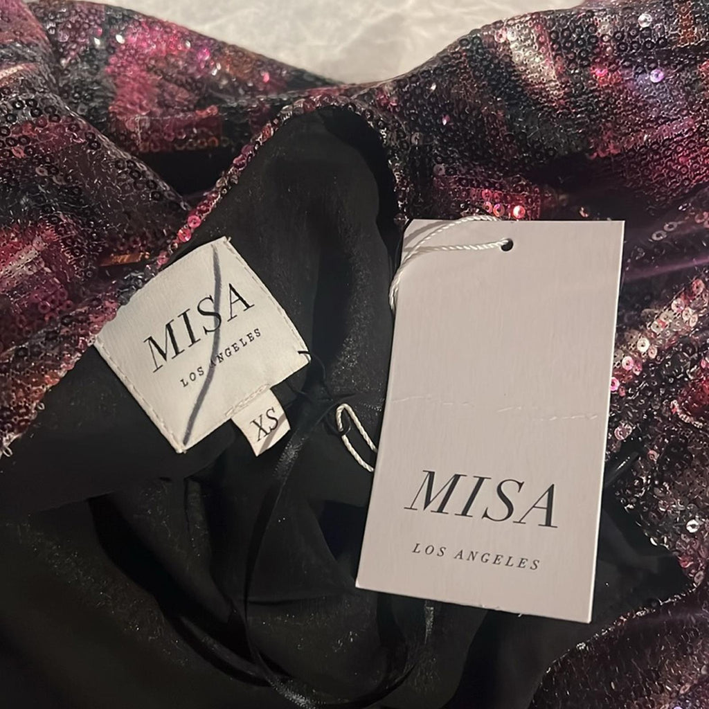 MISA Revolve Nova One-Shoulder Sequin Mini Dress, Purple Size XS New w/Tag $370