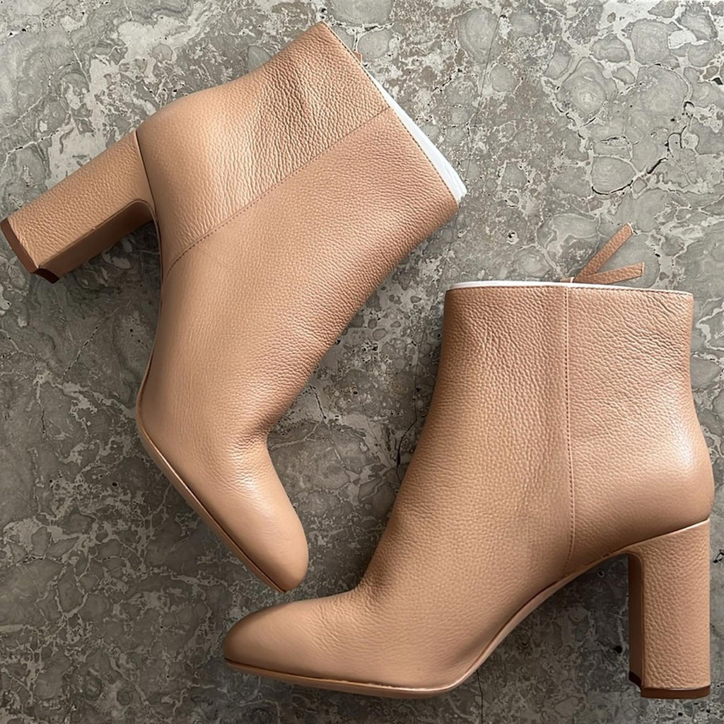 Kate Spade Knott Zip Booties, Light Fawn Pebble Calf Leather Size 11 New in Box