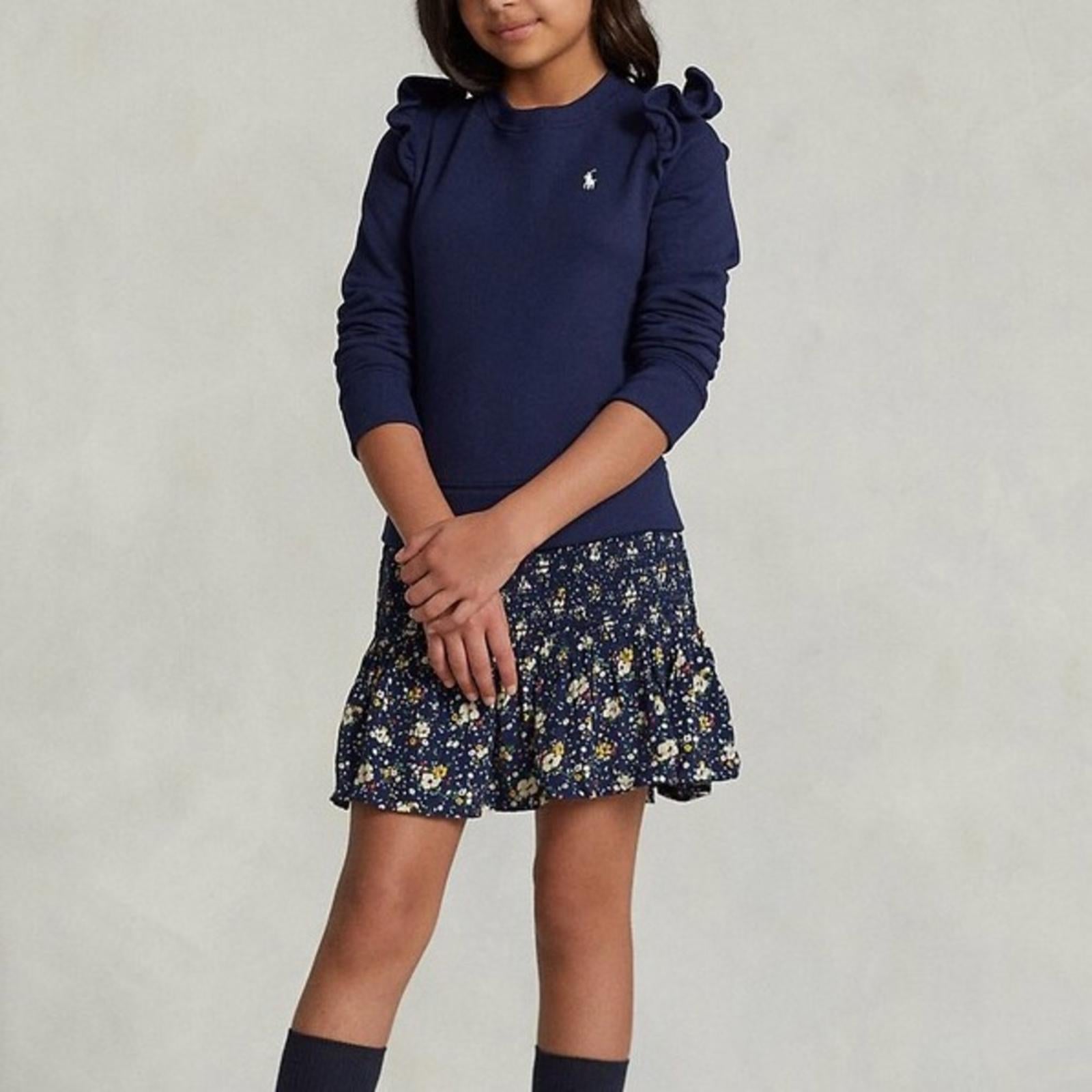 Polo Ralph Lauren Newbury Floral Fleece Sweatshirt Dress Girl’s XL(16) New w/Tag