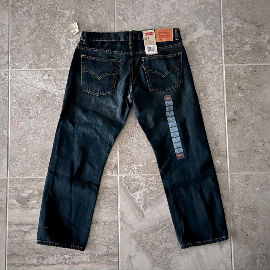 Levi’s 505 Jeans Husky Regular Fit Straight Leg in Blue Denim Size W33 X L28 NWT