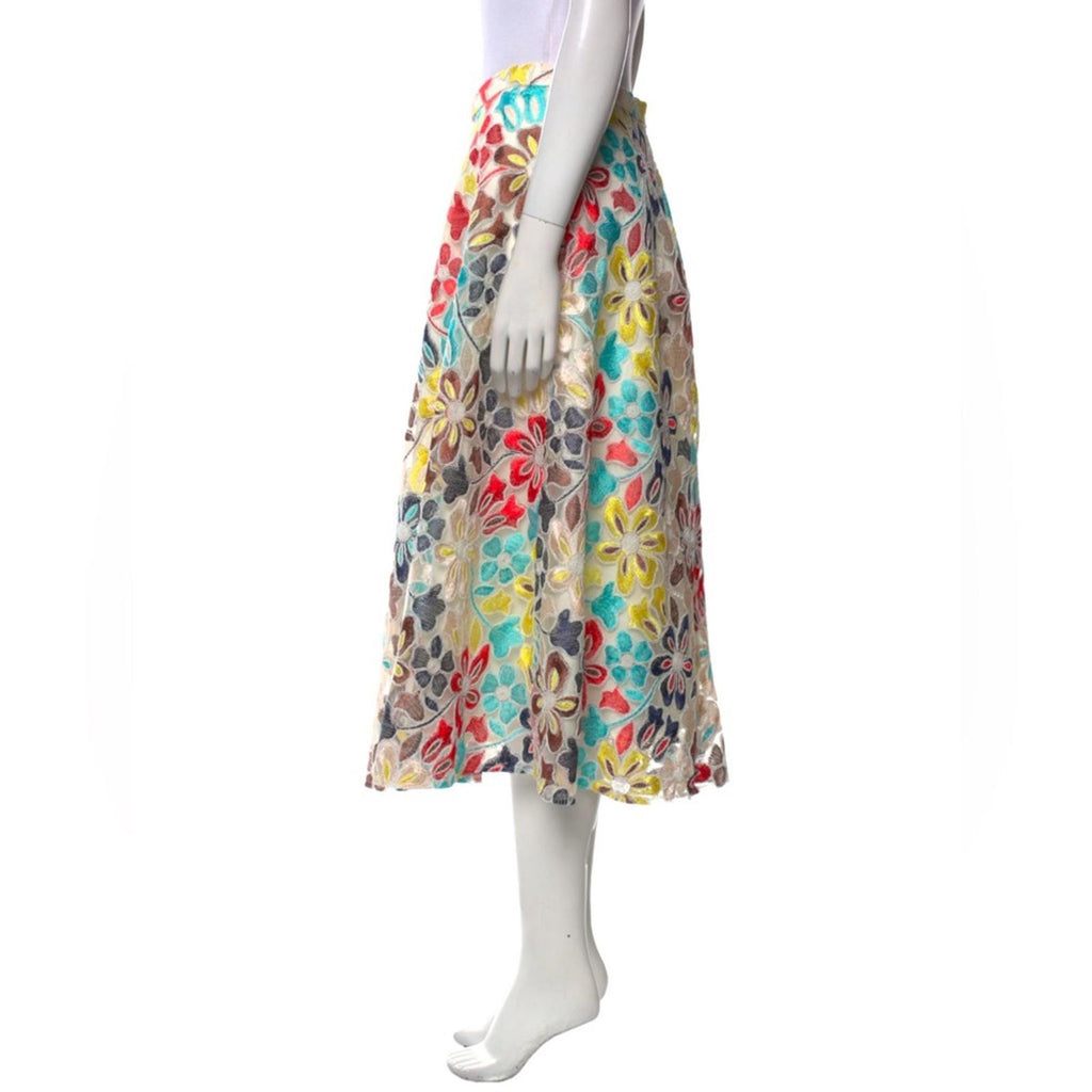 Anthropologie’s Eva Franco Floral Print Lace-Over Midi Skirt, Plus Size 16W $150