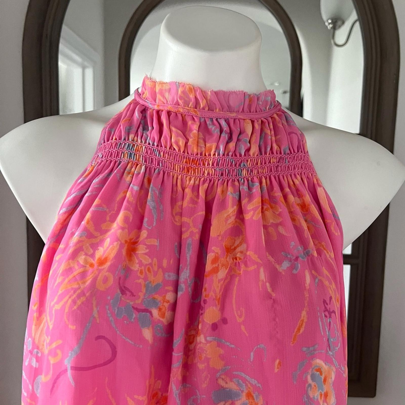 Ramy Brook Harlie Paisley Halter Neck Tank Top, Pink Size XS New w/Tag $295