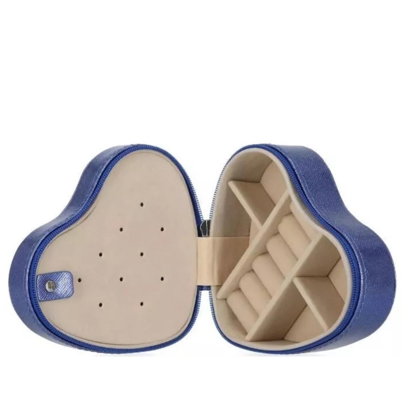 Stella & Max Heart Shaped Compact Jewelry Travel Box in Blue, New w/Tag