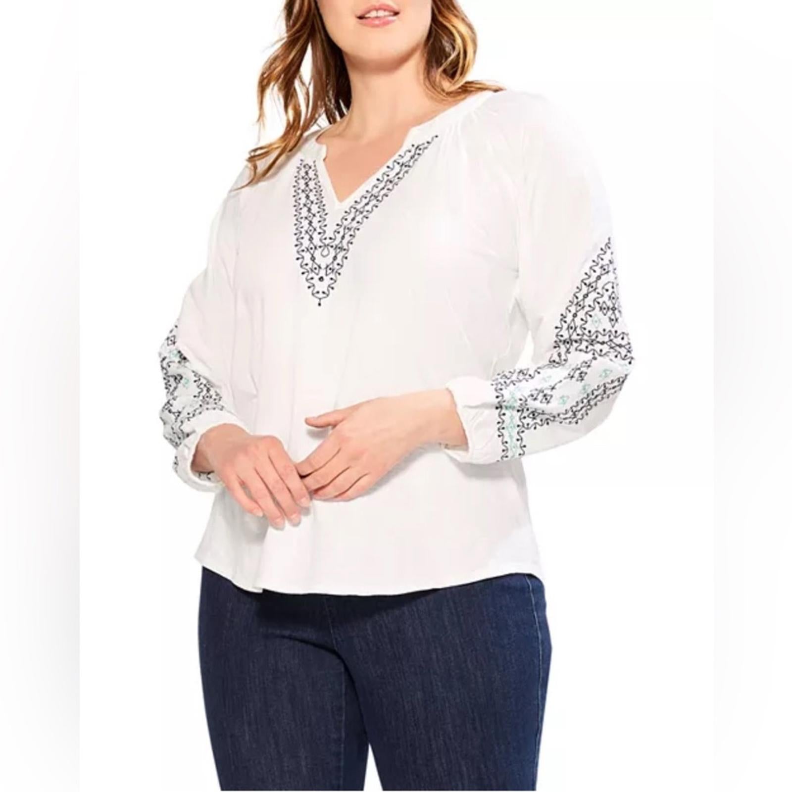 NIC+ZOE Plus Cotton Embroidered Solstice Tunic Top, Size 3X New w/Tag