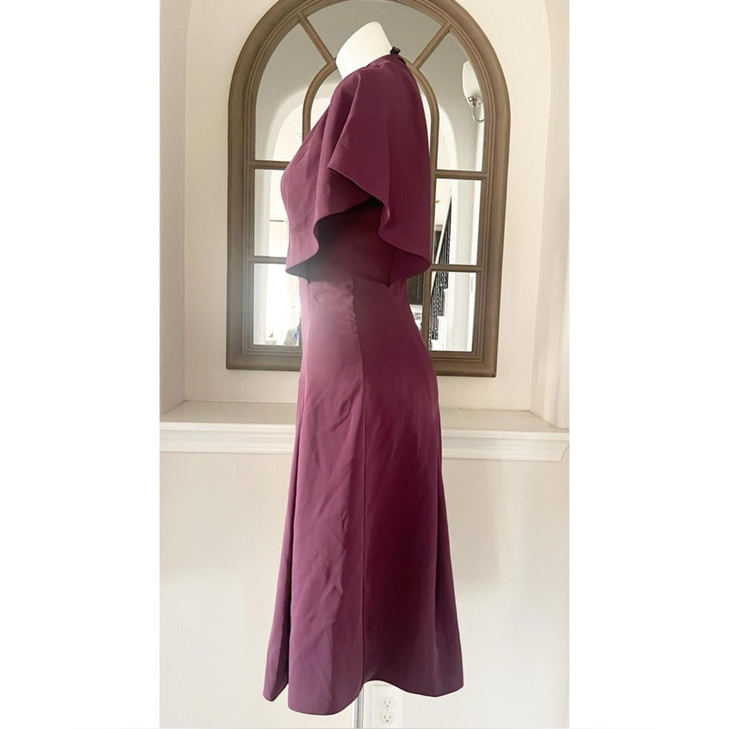 Ted Baker Kasiane Zip-Front Midi Dress in Burgundy Poplin, Size 1/XS Retail $329